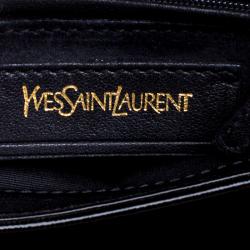 مملوكة مسبقًا حقيبة كتف سان لوران شيك كبيرة جلد لامعة منقوشة سوداء