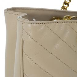 مملوكة مسبقًا Saint Laurent Paris Beige Chevron Leather Classic Monogram Shopping Tote