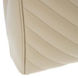 مملوكة مسبقًا Saint Laurent Paris Beige Chevron Leather Classic Monogram Shopping Tote