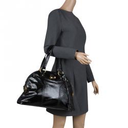 Pre Owned Saint Laurent Paris Black Patent Leather Large Muse Bag