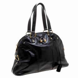 Pre Owned Saint Laurent Paris Black Patent Leather Large Muse Bag