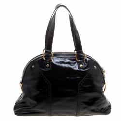 Pre Owned Saint Laurent Paris Black Patent Leather Large Muse Bag