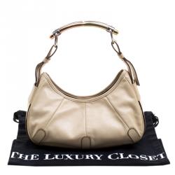 Pre Owned Saint Laurent Beige Leather Mombasa Hobo