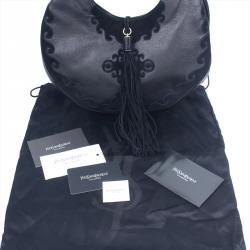 Pre Owned Saint Laurent Paris Black Leather/Suede Tassel Hobo
