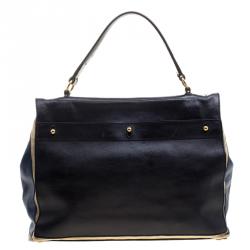 Pre Owned Saint Laurent Multicolor Leather and Canvas Large Muse Two Satchel