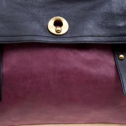 Pre Owned Saint Laurent Multicolor Leather and Canvas Large Muse Two Satchel