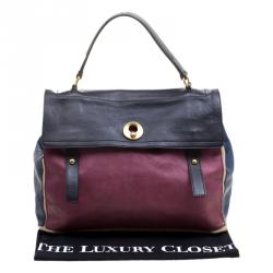 Pre Owned Saint Laurent Multicolor Leather and Canvas Large Muse Two Satchel