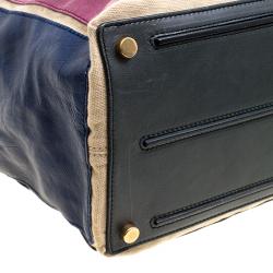 Pre Owned Saint Laurent Multicolor Leather and Canvas Large Muse Two Satchel