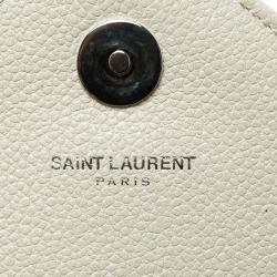 مملوكة مسبقًا حقيبة كتف سان لوران باريس بيبي كلاسيك جلد أبيض مبطن