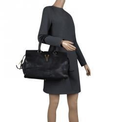 Saint Laurent Black Leather Medium Cabas Chyc Satchel