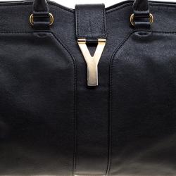 Saint Laurent Black Leather Medium Cabas Chyc Satchel