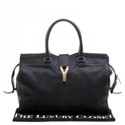 Saint Laurent Black Leather Medium Cabas Chyc Satchel