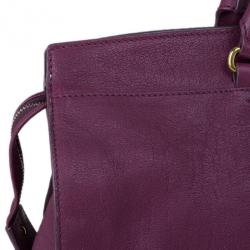 Pre Owned Saint Laurent Paris Purple Leather Cabas Chyc Satchel