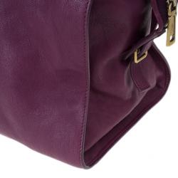 Pre Owned Saint Laurent Paris Purple Leather Cabas Chyc Satchel