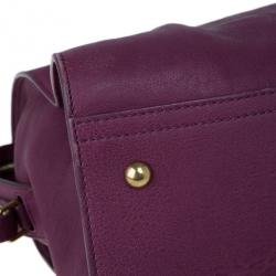 Pre Owned Saint Laurent Paris Purple Leather Cabas Chyc Satchel
