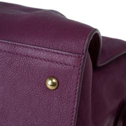 Pre Owned Saint Laurent Paris Purple Leather Cabas Chyc Satchel