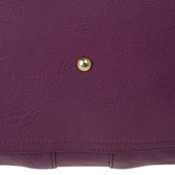 Pre Owned Saint Laurent Paris Purple Leather Cabas Chyc Satchel