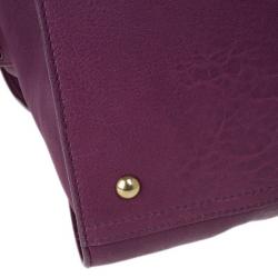 Pre Owned Saint Laurent Paris Purple Leather Cabas Chyc Satchel