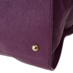Pre Owned Saint Laurent Paris Purple Leather Cabas Chyc Satchel