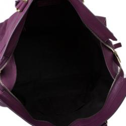 Pre Owned Saint Laurent Paris Purple Leather Cabas Chyc Satchel
