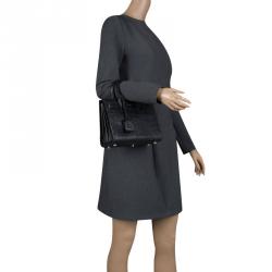 مملوكة مسبقًا Saint Laurent Black Croc Embossed Leather Nano Classic Sac De Jour Tote
