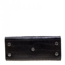 مملوكة مسبقًا Saint Laurent Black Croc Embossed Leather Nano Classic Sac De Jour Tote