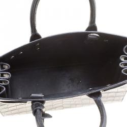 مملوكة مسبقًا Saint Laurent Black Croc Embossed Leather Nano Classic Sac De Jour Tote