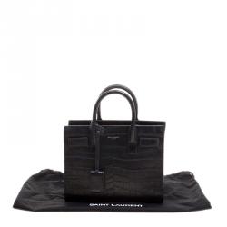 مملوكة مسبقًا Saint Laurent Black Croc Embossed Leather Nano Classic Sac De Jour Tote