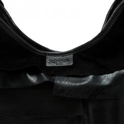 Saint Laurent Black Leather St. Tropez Ruffle Hobo