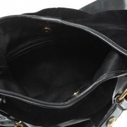 Saint Laurent Black Leather St. Tropez Ruffle Hobo