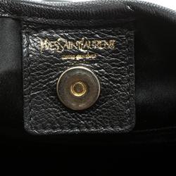 Saint Laurent Black Leather St. Tropez Ruffle Hobo