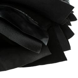 Saint Laurent Black Leather St. Tropez Ruffle Hobo