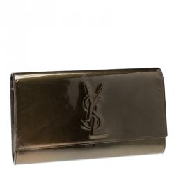 مملوكة مسبقًا حقيبة كلاتش سان لوران باريس بل دو جور قلاب جلد لامعة حمراء