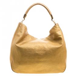 Saint Laurent Gold Leather Roady Hobo
