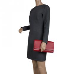 Pre Owned Saint Laurent Red Leather Chyc Clutch
