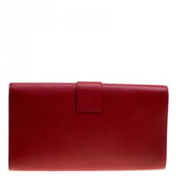 Pre Owned Saint Laurent Red Leather Chyc Clutch