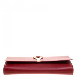 Pre Owned Saint Laurent Red Leather Chyc Clutch