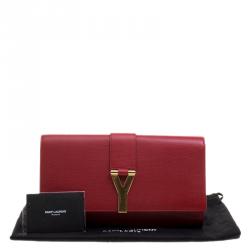 Pre Owned Saint Laurent Red Leather Chyc Clutch