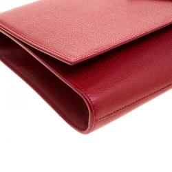 Pre Owned Saint Laurent Red Leather Chyc Clutch