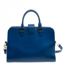 مملوكة مسبقًا حقيبة سان لوران باريس جلد أزرق بسحاب محيط