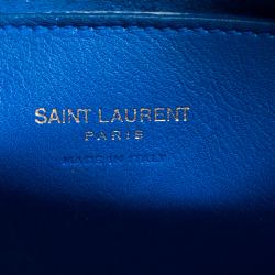 مملوكة مسبقًا حقيبة سان لوران باريس جلد أزرق بسحاب محيط