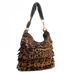 Pre Owned حقيبة سان لوران باريس سان تروبيز شعر مهر فهد بنية