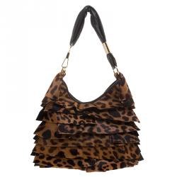 Pre Owned حقيبة سان لوران باريس سان تروبيز شعر مهر فهد بنية