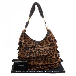 Pre Owned حقيبة سان لوران باريس سان تروبيز شعر مهر فهد بنية