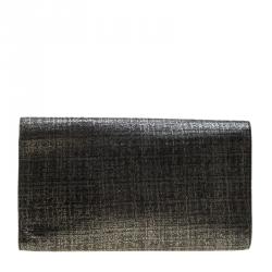 مملوكة مسبقًا Saint Laurent Silver/Black Shimmering Canvas Belle De Jour Clutch