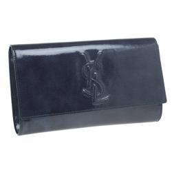 مملوكة مسبقًا Saint Laurent Paris Blue Patent Leather Belle De Jour Clutch