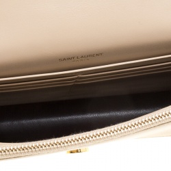 Pre Owned محفظة سان لوران باريس كيت جلد بيج بشراشيب وسلسلة