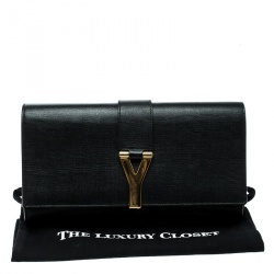 Pre Owned حقيبة كلاتش سان لوران باريس شيك جلد برتقالية