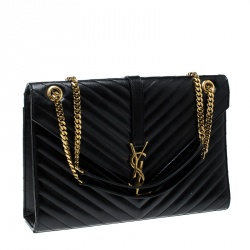 مملوكة مسبقًا Saint Laurent Black Matelasse Leather Large Cassandre Flap Bag
