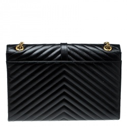مملوكة مسبقًا Saint Laurent Black Matelasse Leather Large Cassandre Flap Bag